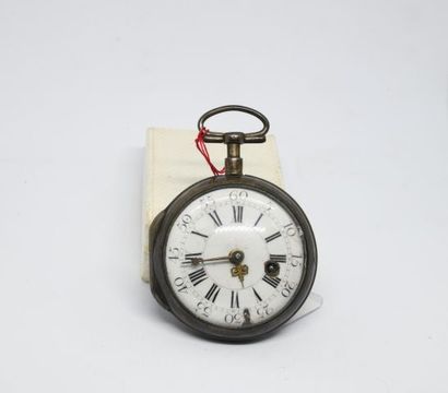 Montre à coq XVIIIème, cadran émaillé blanc...