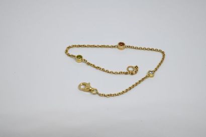 Bracelet en or jaune 750‰, sertie d'un diamant...