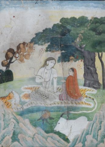 India XIXth. Shiva and Parvati. 

Watercolor...