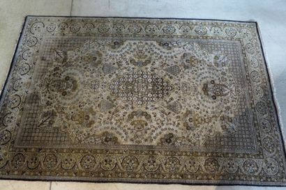 Handmade Persian silk carpet with central...
