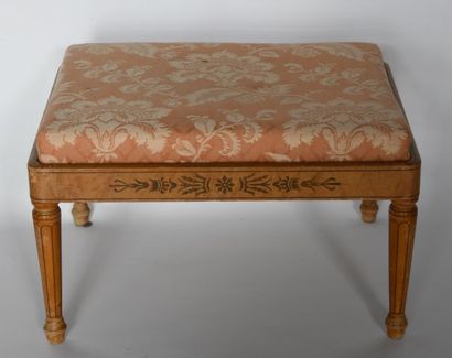 Wooden stool with foliage and fillet marquetry,...
