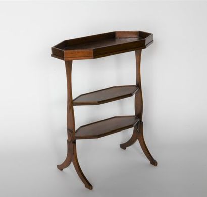 Elongated octagonal chocolate table, resting...