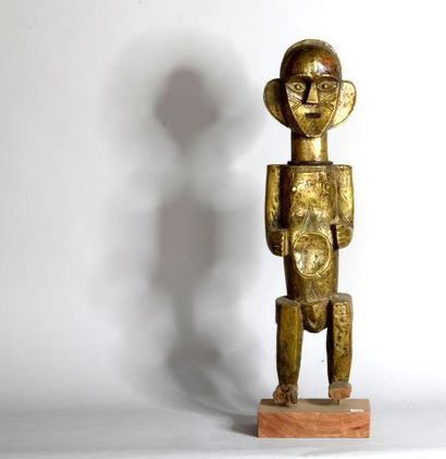GABON 

Statue en bois sculpté et fibres...