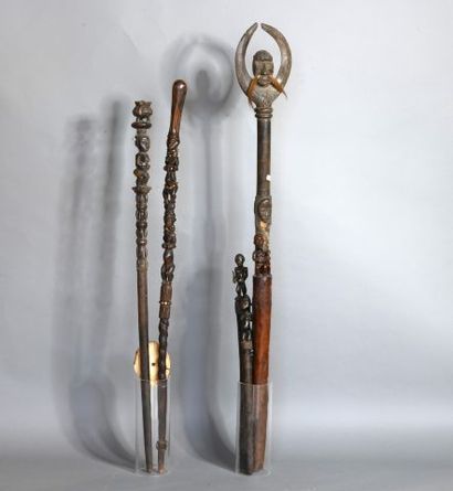 CONGO 

Six cannes et bâtons en bois, perles,...