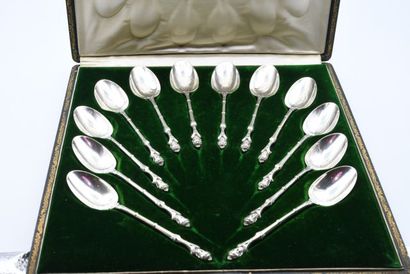 Set of twelve silver dessert spoons, the...