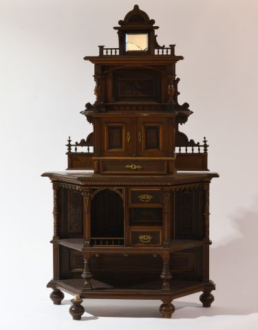 Petit cabinet deux corps en placage de palissandre,...