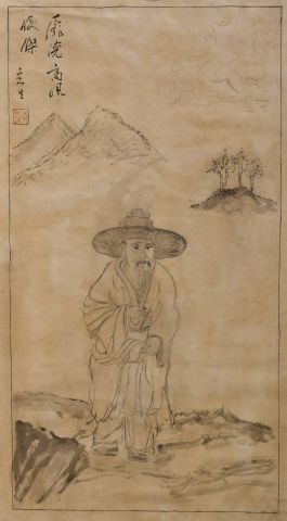 CHINE XXe. 

Deux encres sur papier et rehauts...