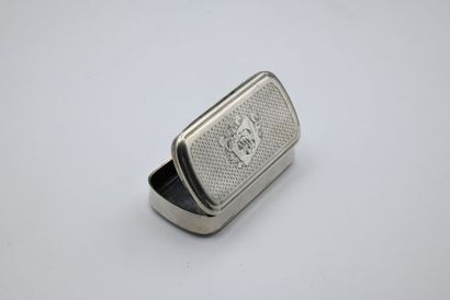 Rectangular pill box in silver with guilloche...