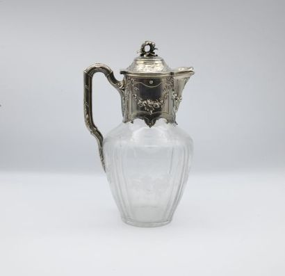 A Louis XVI style cut crystal decanter, silver...