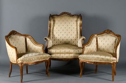 Mobilier de Salon de style Louis XV en bois...
