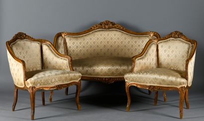 Mobilier de Salon de style Louis XV en bois...