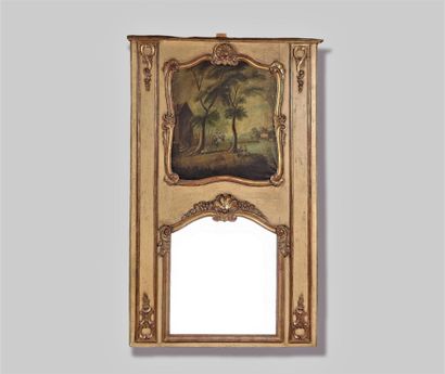 Trumeau de cheminée en bois laqué blanc et...