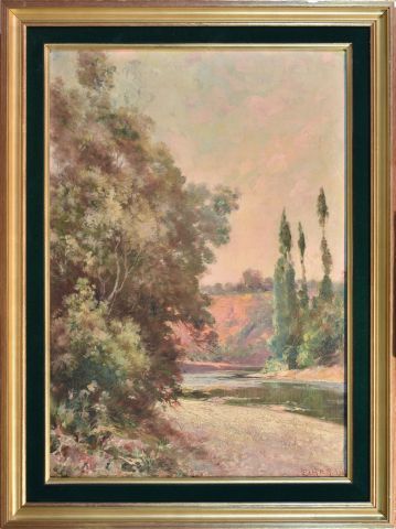 E. KIER (XIX-XXth) 

Landscape with a river,...