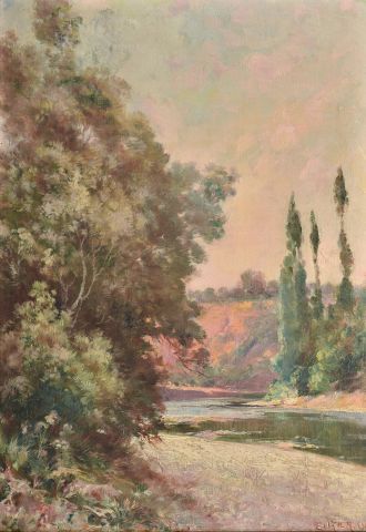 E. KIER (XIX-XXth) 

Landscape with a river,...