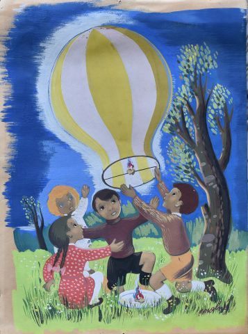 Luis MOLNÉ (1907-1970)

Children with a balloon

Gouache,...