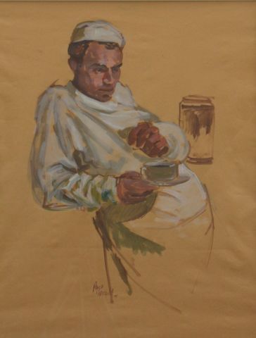 Pablo MATANIA (né en 1936)

La pause du médecin

Gouache...