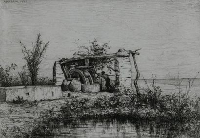 Adolphe APPIAN (1818-1898) 

La noria, paysage...