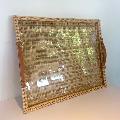 HERMES. Large Oseraie tray, in wicker and...