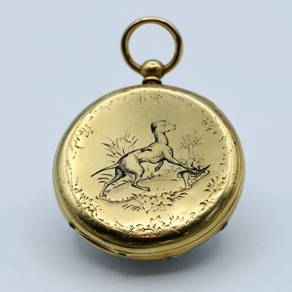 Men's pocket watch, yellow gold case, signed...