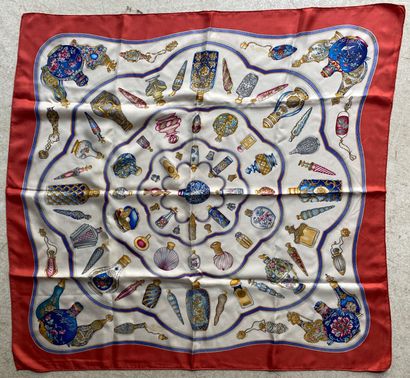 HERMES. Silk twill square titled Flacons,...