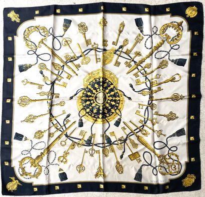 HERMES. Silk twill square titled Les Clefs,...