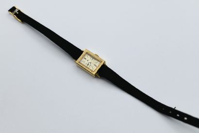 Lip lady's watch, rectangular gold metal...