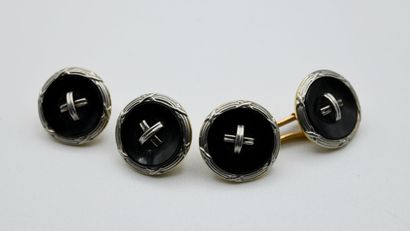 Pair of white gold, yellow gold 750‰ and...