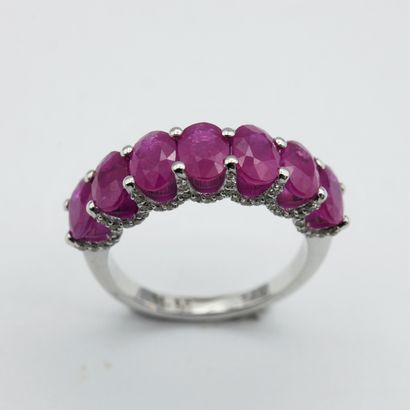 Modern river ring adorned with 7 (treated)...