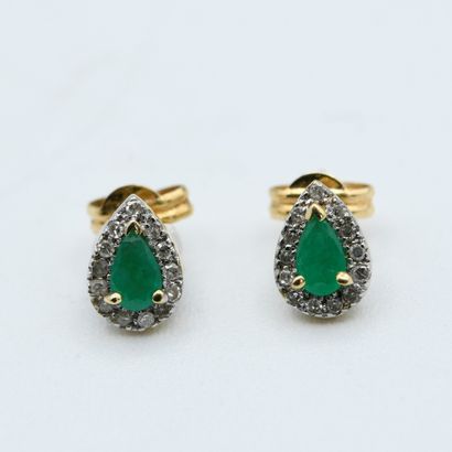 Pair of drop-shaped earrings adorned with...