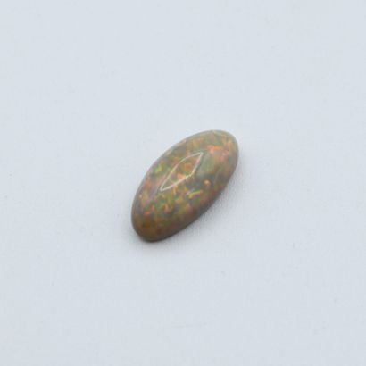 Oval cabochon-cut opal, accompanied by its...