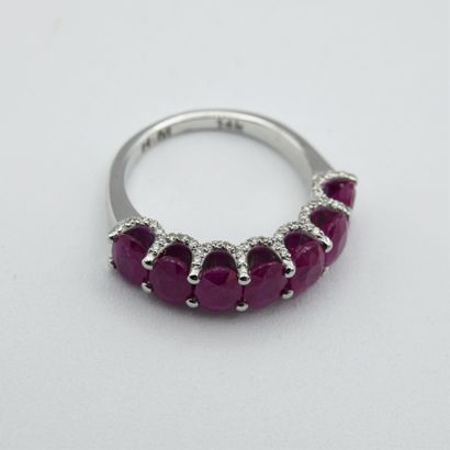 Modern river ring adorned with 7 (treated)...
