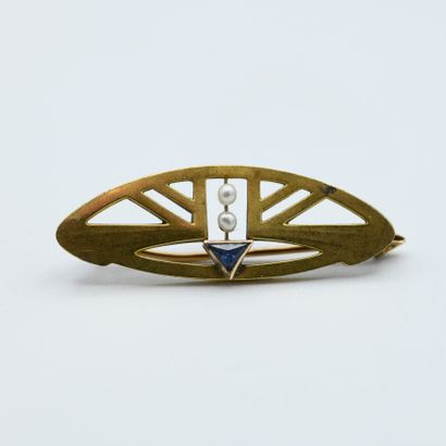 Yellow gold 585‰ brooch, geometric design...