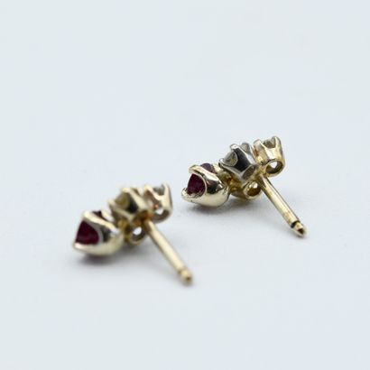 Pair of earrings adorned with six modern...