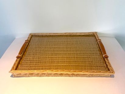 HERMES. Large Oseraie tray, in wicker and...