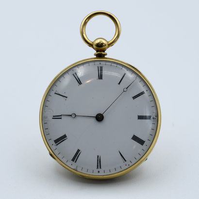 Men's pocket watch, yellow gold case, signed...