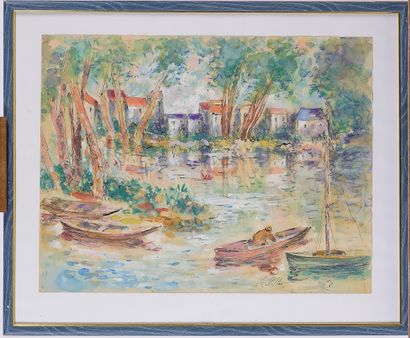 VIC STILLER (1902-1974)

La rivière en été

Aquarelle,...