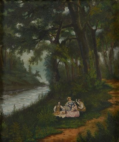 Naive school of the end of the 19th century

Picnic...