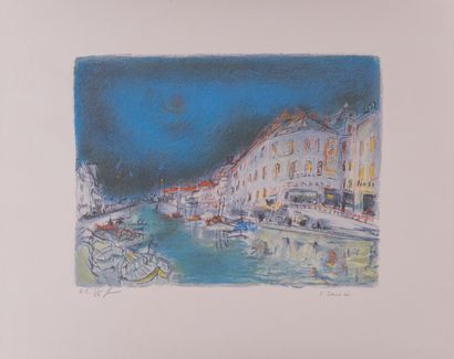 Jean FUSARO (Born in 1925) 
The port of Sète
Lithograph,...