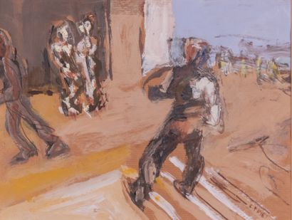 Chantal PAYET (born in 1955)
Animated scene.
Gouache...