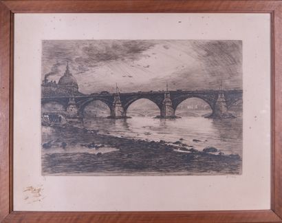 Joanny DREVET (1889-1969).
The Rhône in 1921
Etching...