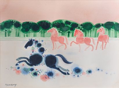 Frédéric MENGUY (1927-2007)
The Black Stallion
Watercolor...
