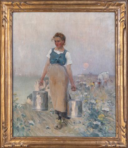 Henri Gaston DARIEN (1864-1926) 
A milkmaid...