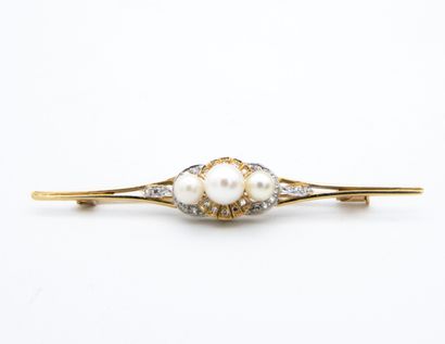 *Yellow gold and white gold 750 ‰ barrette...