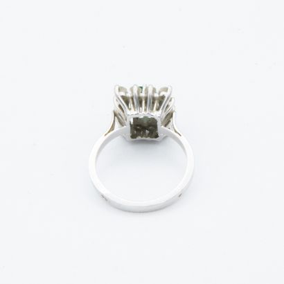 *Daisy ring in white gold 750 ‰ and platinum,...
