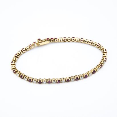 Bracelet line of diamonds and rubies in alternation,...