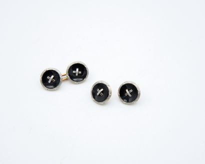 Pair of white gold, yellow gold 750‰ and...