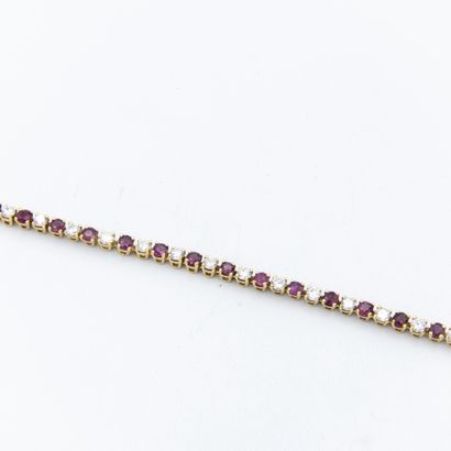 Bracelet line of diamonds and rubies in alternation,...