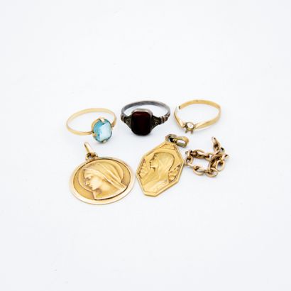 *Gold lot including two medals (one engraved),...