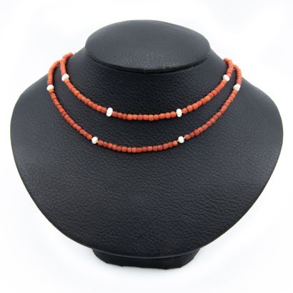 Antique double strand necklace of faceted...