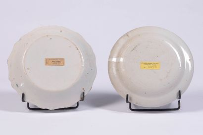 Two plates in polychrome earthenware, one...